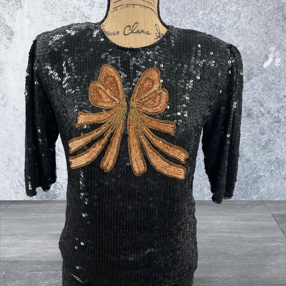 B. Altman Viintage Two Piece Pure Silk Sequined Skirt‎ Suit - Picture 2 of 10